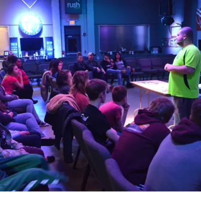 The Rush Church congregation gathered together